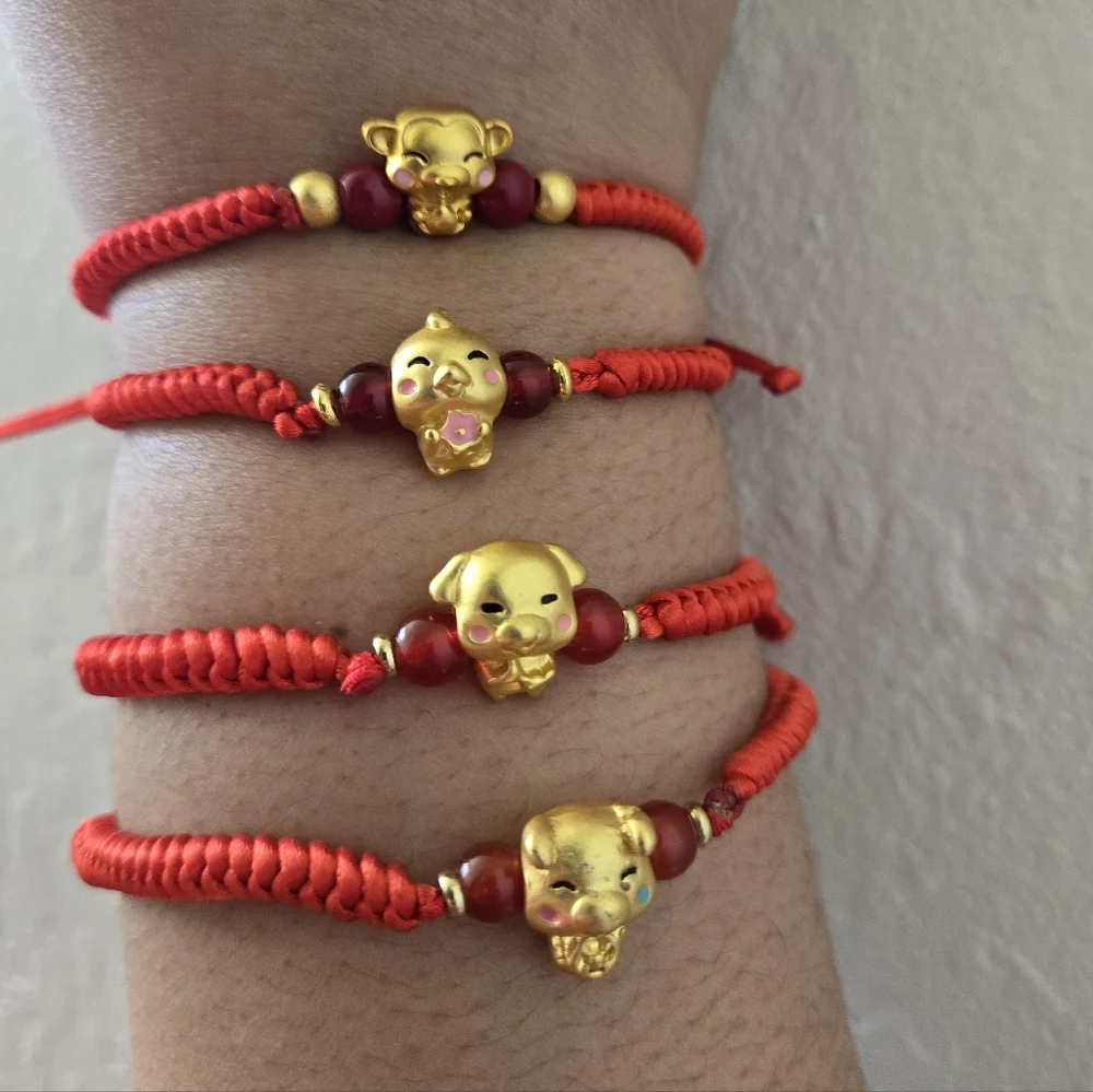 Red and Gold Chinese Zodiac Lucky Charm Bracelet - Picture 3 of 15